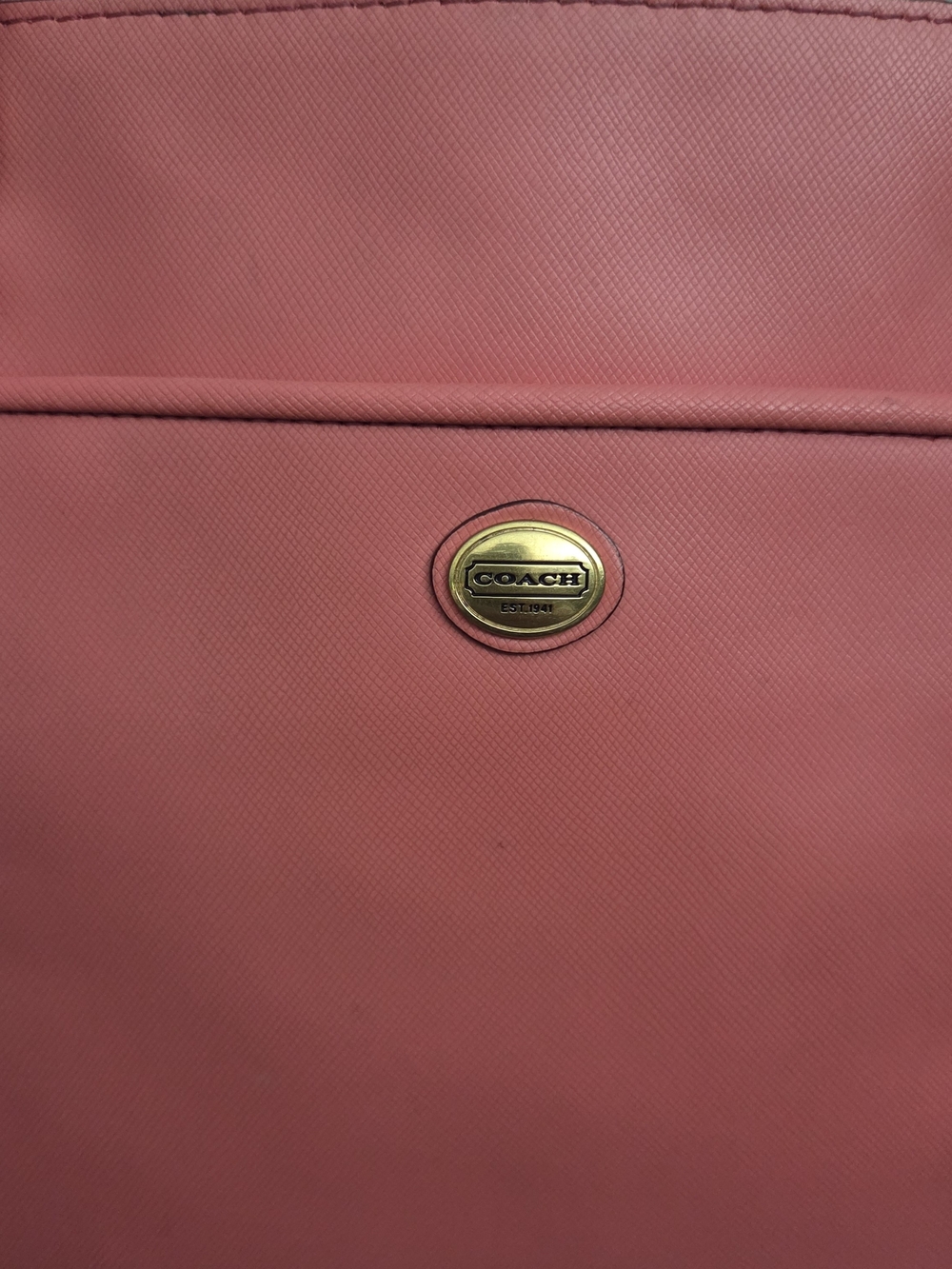 Coach Coral Pink Saffiano Leather Tote - Picture 5 of 17